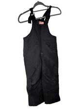 Athletech Child Snow Bibs Size 4-5 Quilted Lining Shoulder Straps Black Flaw