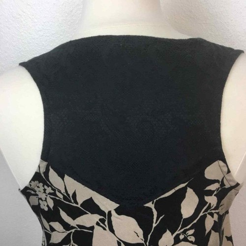 Tunic Top size XL Handmade Women's Black Tan Foliage Sleeveless Round Neck - Picture 5 of 5