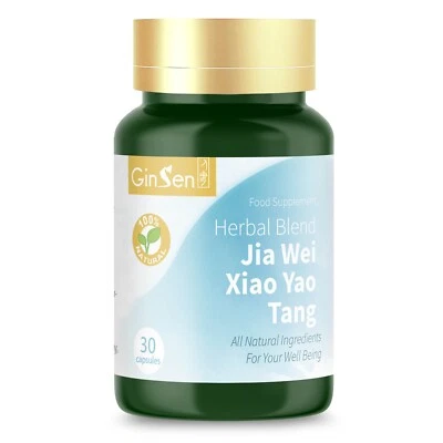 GINSEN™ Herbal Supplement Menstrual Stress Cramps Period Support Jia Wei Xiao Yao 30Caps