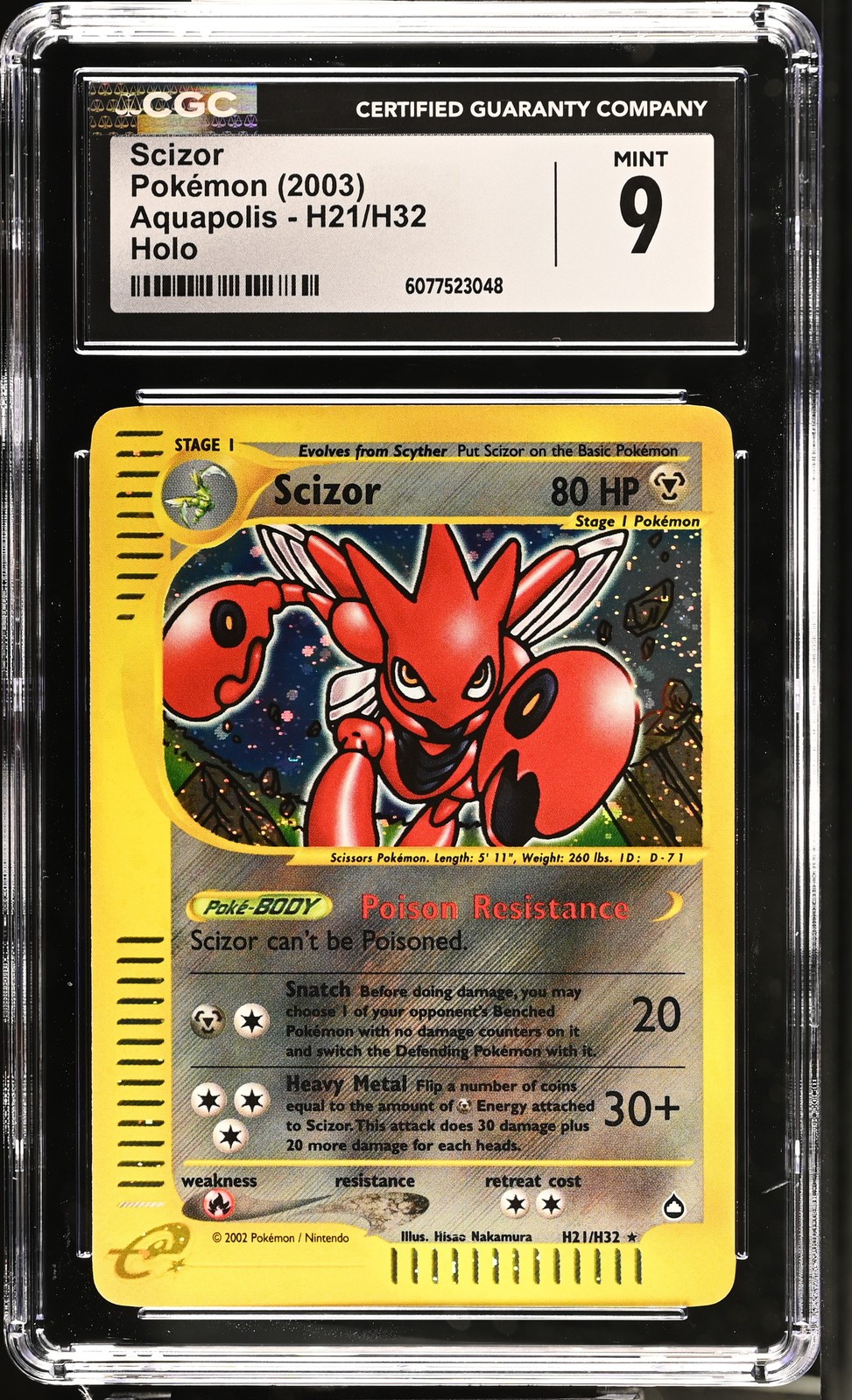CGC 9 Scizor H21/H32 Holo Aquapolis Pokémon Card