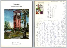 Miller Bell Tower Chautauqua NY Art Postcard Dolores E. Mather 1982 Posted