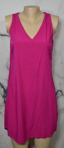 OLD NAVY Magenta Sleeveless Dress Medium Cut Out at Back V Neckline 100%  Rayon