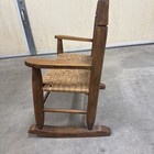 Vintage Doll Plush Back Rocking Chair Rustic Wooden Woven Wicker Seat, 16" Tall — photo 2