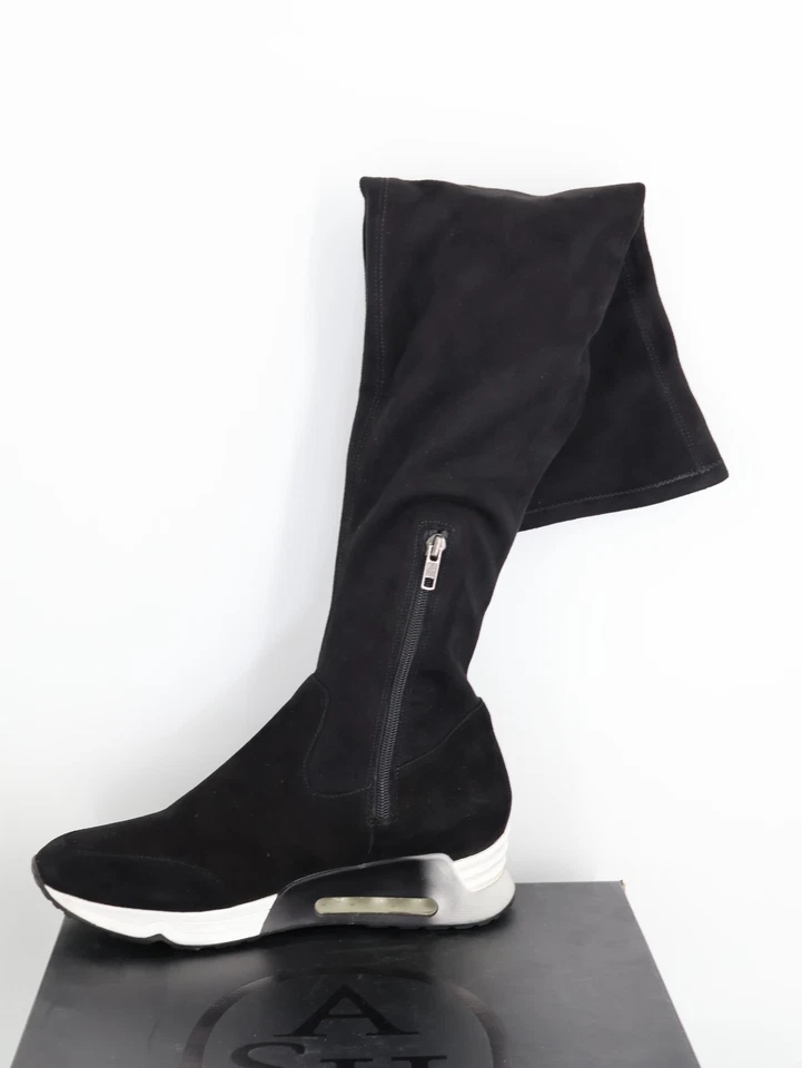 US 10 Ash As-Limited Negro Gamuza Cuero Sobre la Rodilla Zapatillas Botas Foto 4 de 4