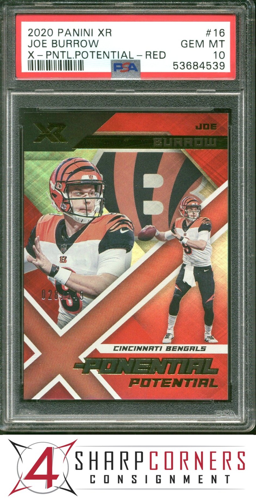 Joe Burrow Panini XR X-Ponential Potential #16 Red