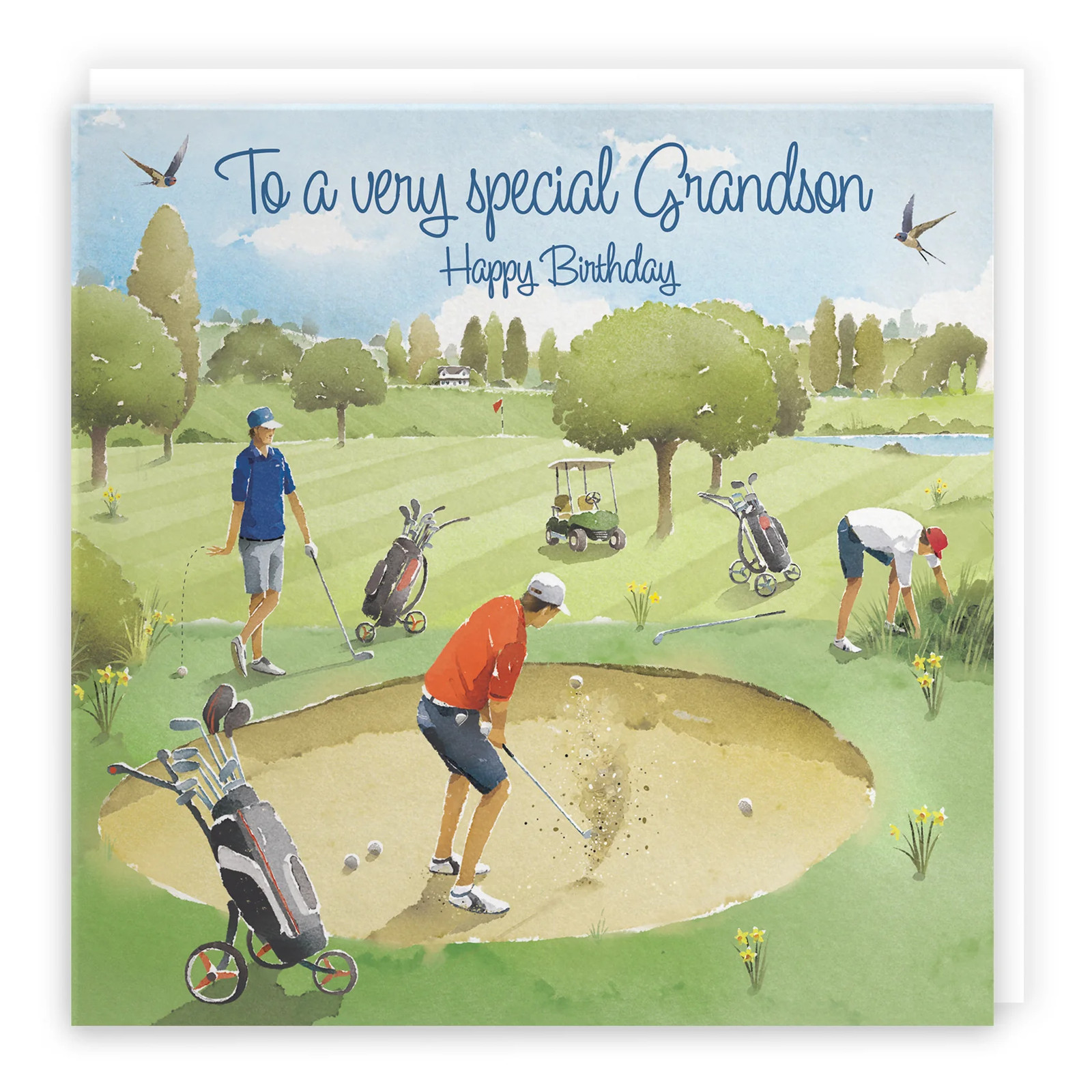 Grandson Golfing Birthday Card Golf Bunker Milo's Gallery