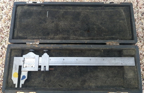 Antique L.S. Starrett No. 122 Vernier Caliper Gauge 12” w/ Original Wood Box