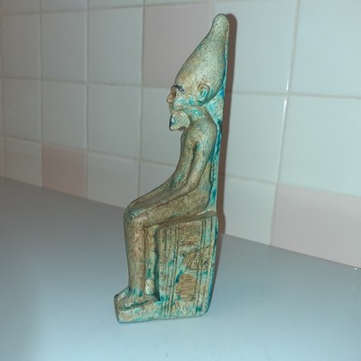 Vintage Soapstone/Chalk/Resin? Egyptian Figurine 8'' tall x 2.5'' x 1.2''