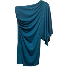 Onyx Blue Asymmetrical One Shoulder Cocktail Dress