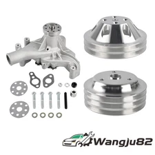 Aluminum Long Water Pump & 2/3 Groove Crankshaft Pulley Kit for SB Chevy 350 400