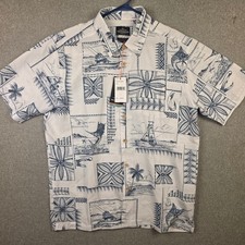 Quiksilver Waterman Collection Mens Large Blue White Nautical Fishing Shirt New Quiksilver Waterman Collection Mens Large Blue White Nautical Fishing Shirt New