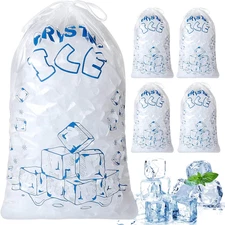 Ice Bags 8 Lb with Drawstring, 50 Count Ice Bag for Ice Machine, Heavy-Duty Reus