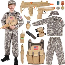 GIFTINBOX Kids Army Costume for Boys, Military Costume with Army Toy, Boys Ha...