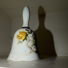 Fine China of Japan Porcelain Decorative Bell Floral Glossy White Yellow Green — photo 6