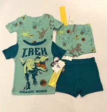 Jurassic World Toddler Boy Pajamas 2T Shorts Shirt 4 PC Set Dinosaur Pjs New