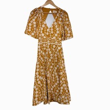 Sezane Lucinda Dress Ocre Fonce Embroidered Women's 38/US 6 Floral