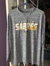 Vintage Buffalo Sabers Grey/Blue Long Sleeve Shirt youth Large cross listed