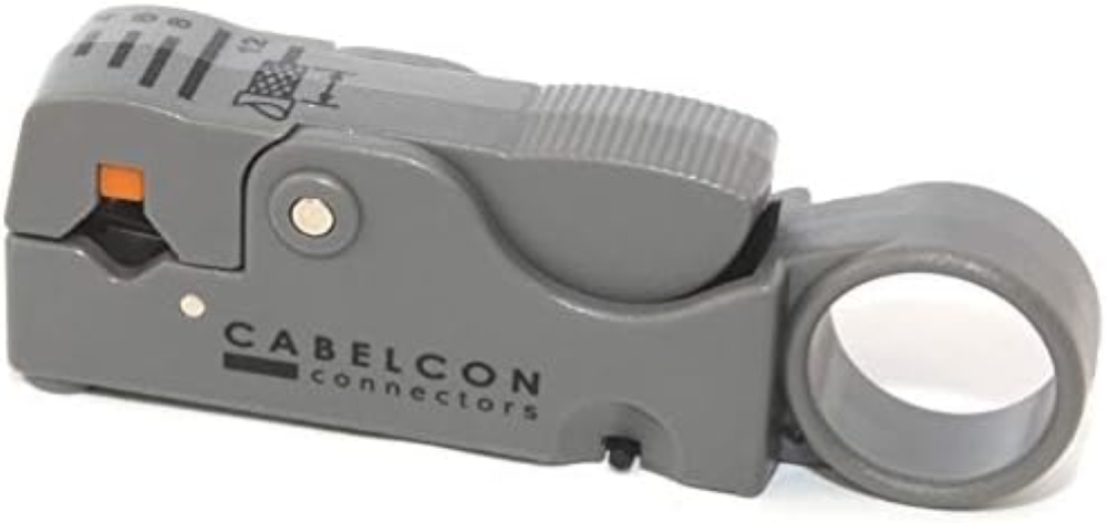 Cabelcon 98501010 - Spelafili professionale per cavo RG 6, RG 58, RG 59, grigio