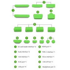 Water-Resistant Device-Protective Tool-Free 16-Piece Laptop Interface Dust Plugs