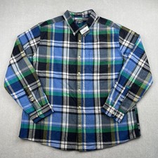 Eddie Bauer Eddies Favorite Flannel Shirt Mens 2XL Blue Plaid Classic Cotton NEW