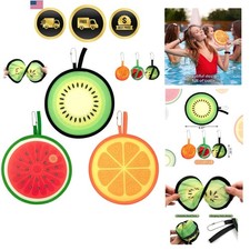 3 PCS Round Foldable Hand Fans, Fruit Style Handheld Folding Fan