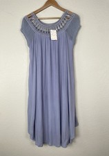 NWT Free People Sundance Dress Crochet Neck Boho Cloud Blue Small *read