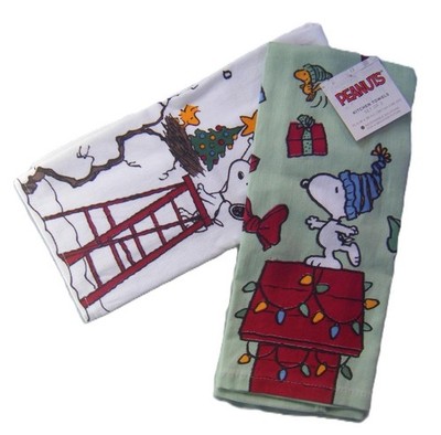 Peanuts Snoopy Christmas Fun Kitchen Towels 2 Pack New (K/7806)