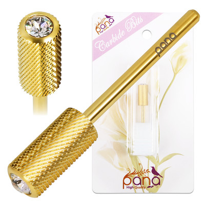 PANA USA Professional Crystal Top Gold Large Barrel Nail Drill Bit Fine Grit