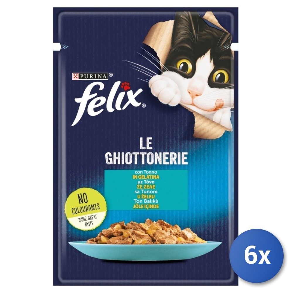 6X Aimento Cat Felix The Delicacies Bag 85 Grams Tuna