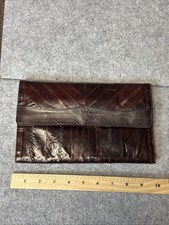 Royal Hock Eel Skin Clutch / Strapless Purse / Burgundy Zip Mag Vintage