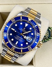 ROLEX BLUESY SUBMARINER 18K AND STEEL 40MM WITH BOX AND PAPERWORK 16613LB