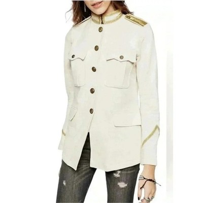 Denim & Supply Ralph Lauren Ivory Military Safari Jacket Gold Trim XL EUC Preppy