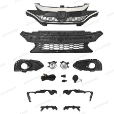 For Honda FIT 2018-2020 Complete Front Bumper Upper Grille & Fog Light Kit Set