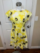 Kate Spade New York Fiorella Yellow Floral Fit Flare Dress, Size 4