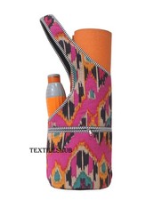 Handmade Quilted Cotton Yoga Mat Bag Ikat Print Sling Carrier Shoulder Bag
