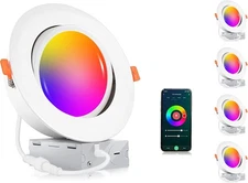 CLOUDY BAY [4 Pack] 6 inch Gimbal Smart WiFi LED 6 Inch, White | Rgbcw 
