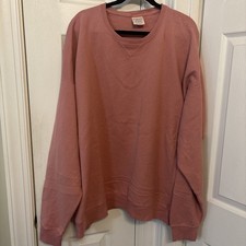 New Hanes Comfort Wash Fleece Sweatshirt Crew Neck Sz 3XL Pink Midweight