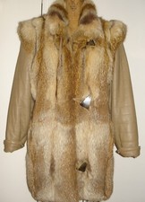 FUN Red Fox Leather Fur Jacket / Coat Size 8-10 FREE SHIPPING