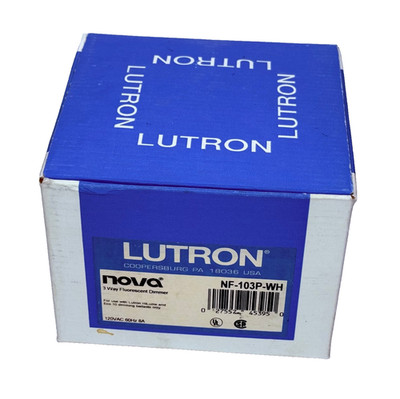Lutron Nova 3-Way Fluorescent Dimmer NF-103P-WH - White - NEW