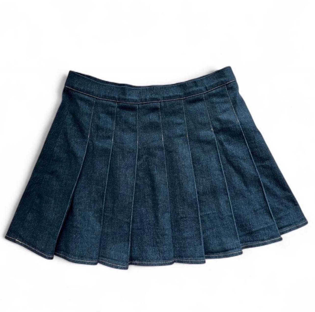 Black Pleated Denim Mini Skirt Medium NWOT Whimsigoth Y2k