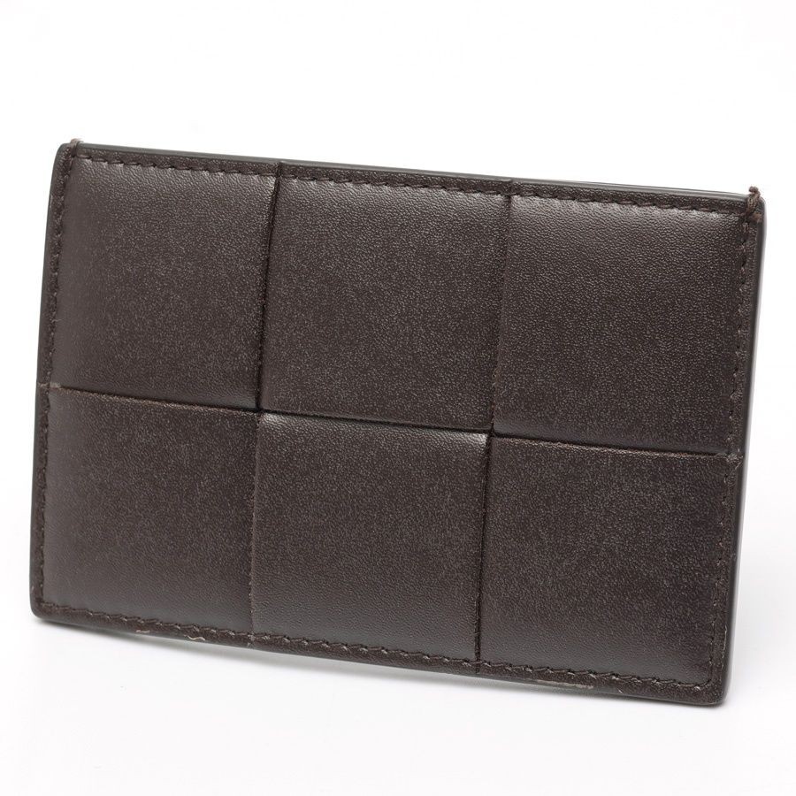 Bottega Veneta Cassette Credit Card Case Leather Dark Brown Unisex