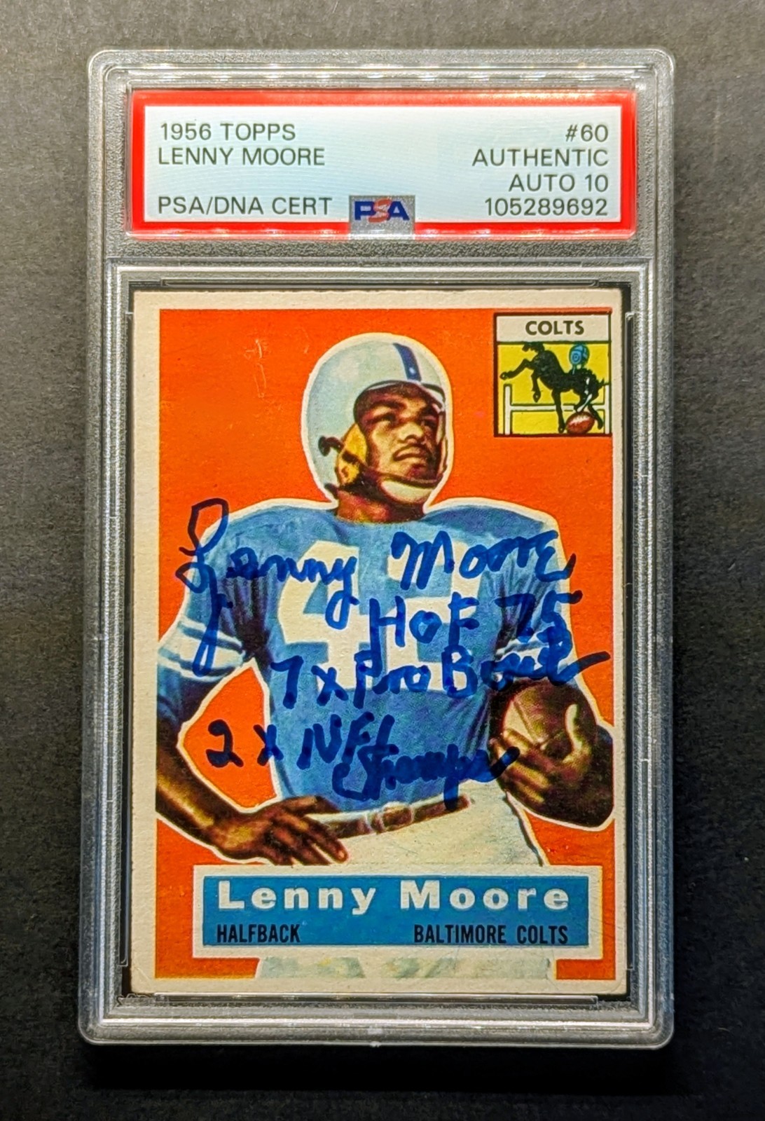 LENNY MOORE Rookie Auto 1956 Topps Inscribed PSA 10 Gem Mint Auto RC
