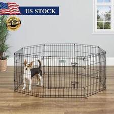 Metal Exercise Pet Dog Playpen with Door Pets Dogs Folding Portable Safety 24"H