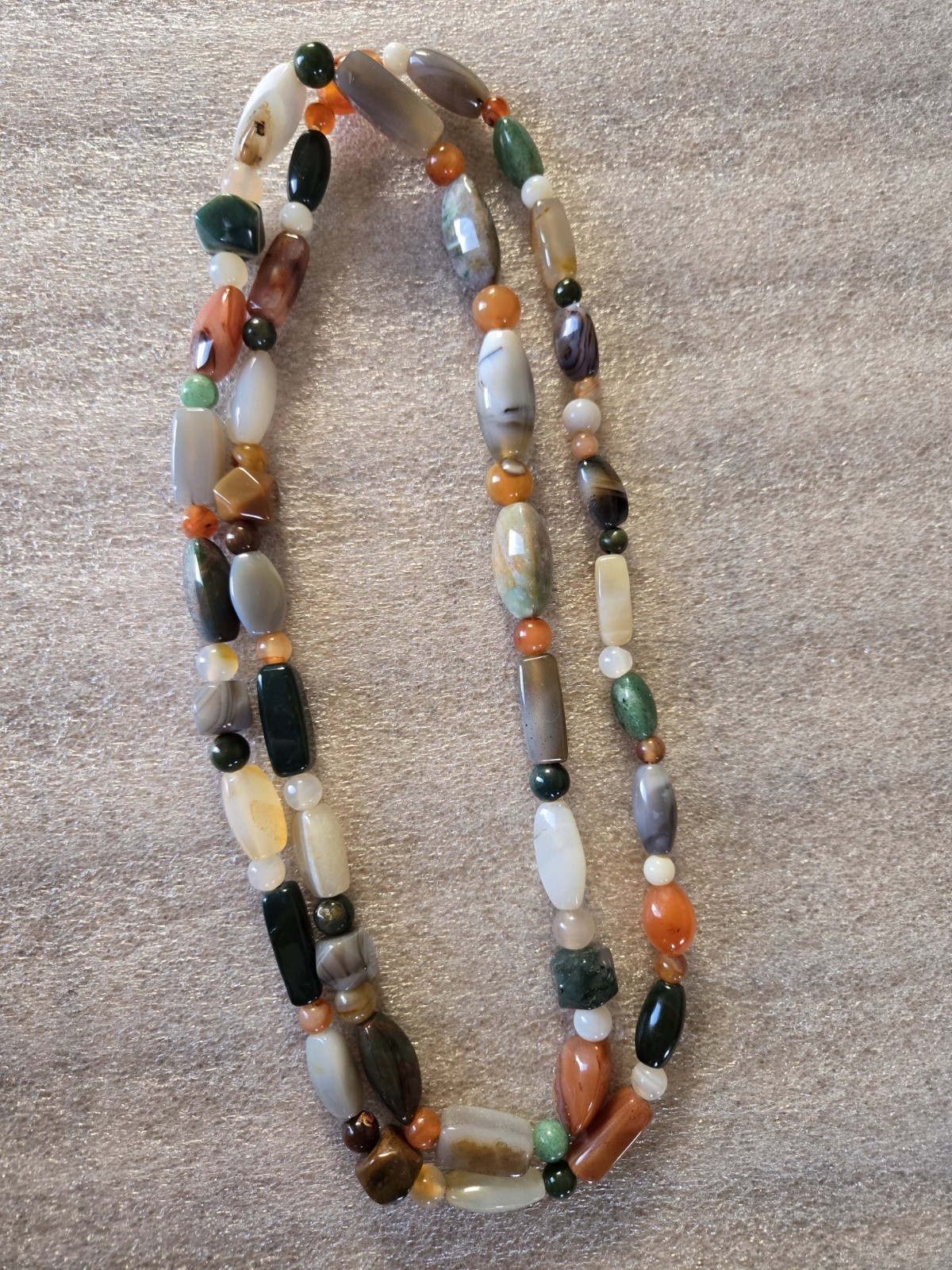 Agate Beaded Statement Necklace Long - image 5
