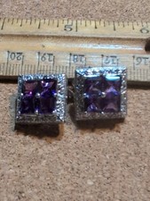 Ladies 14 kt White Gold 8 Carat Amethyst Clip On Earrings