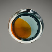 Whitefriars Tangerine On Pewter  Rare Glass Bowl Pattern Number 9712