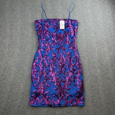Windsor Sequin Mini Dress Women's Small Royal Purple Scroll Mesh Bodycon NWT