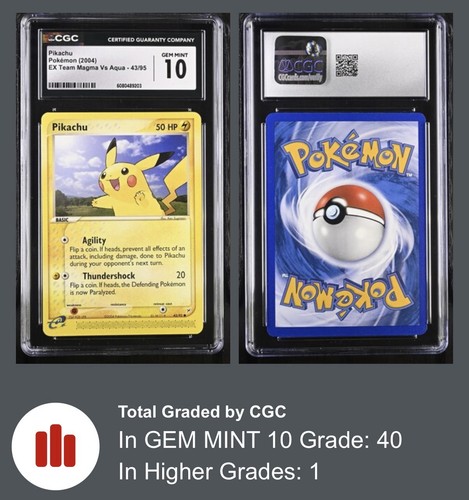 Pikachu graded CGC 10 for sale on eBay