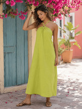 NWT Old Navy Pousse Verte Slub-Knit Halter Midi Shift Dress Size Large