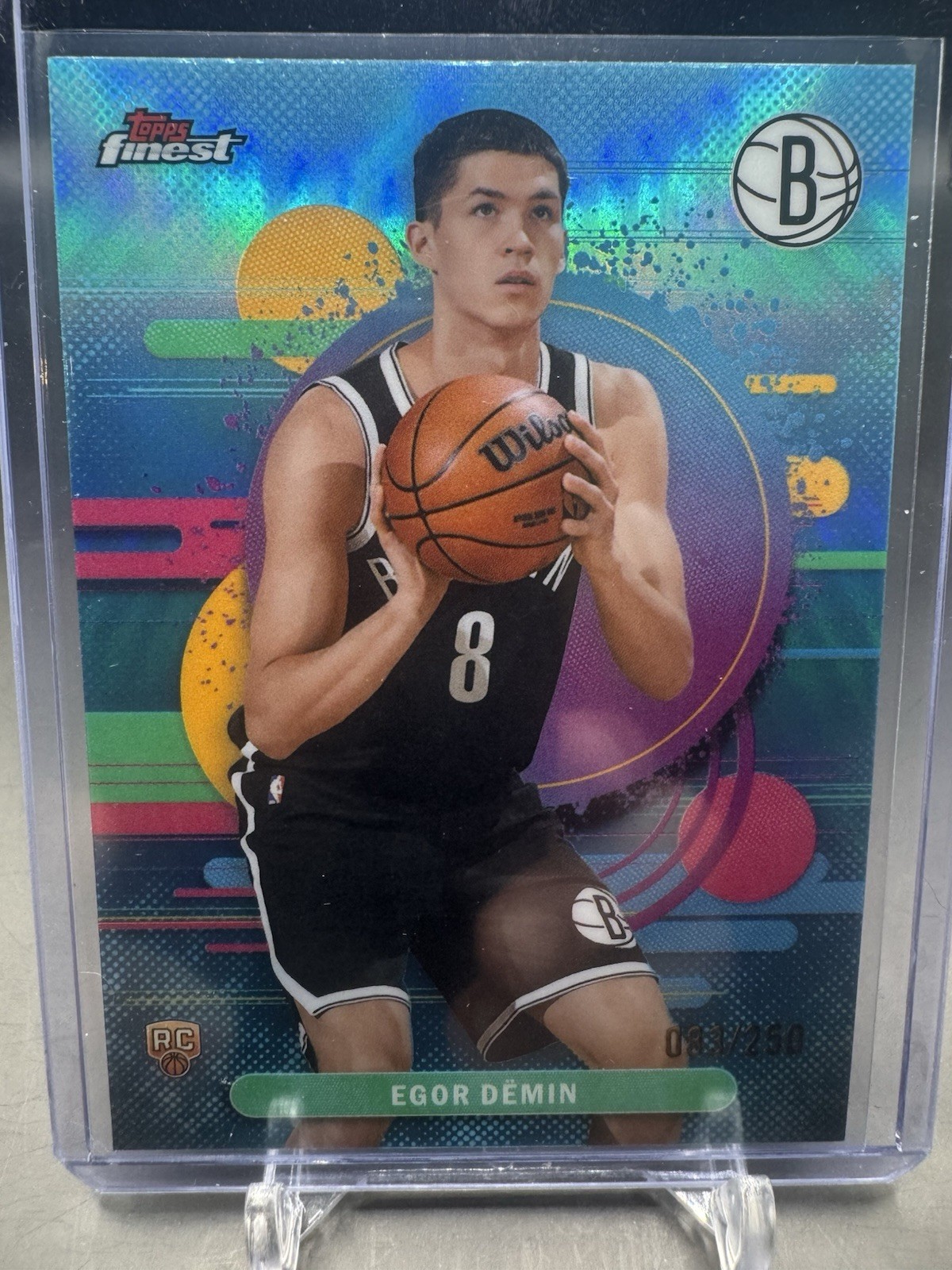 2025-26 Topps Finest Egor Demin Uncommon RC Sky Blue Refractor #/250 Nets